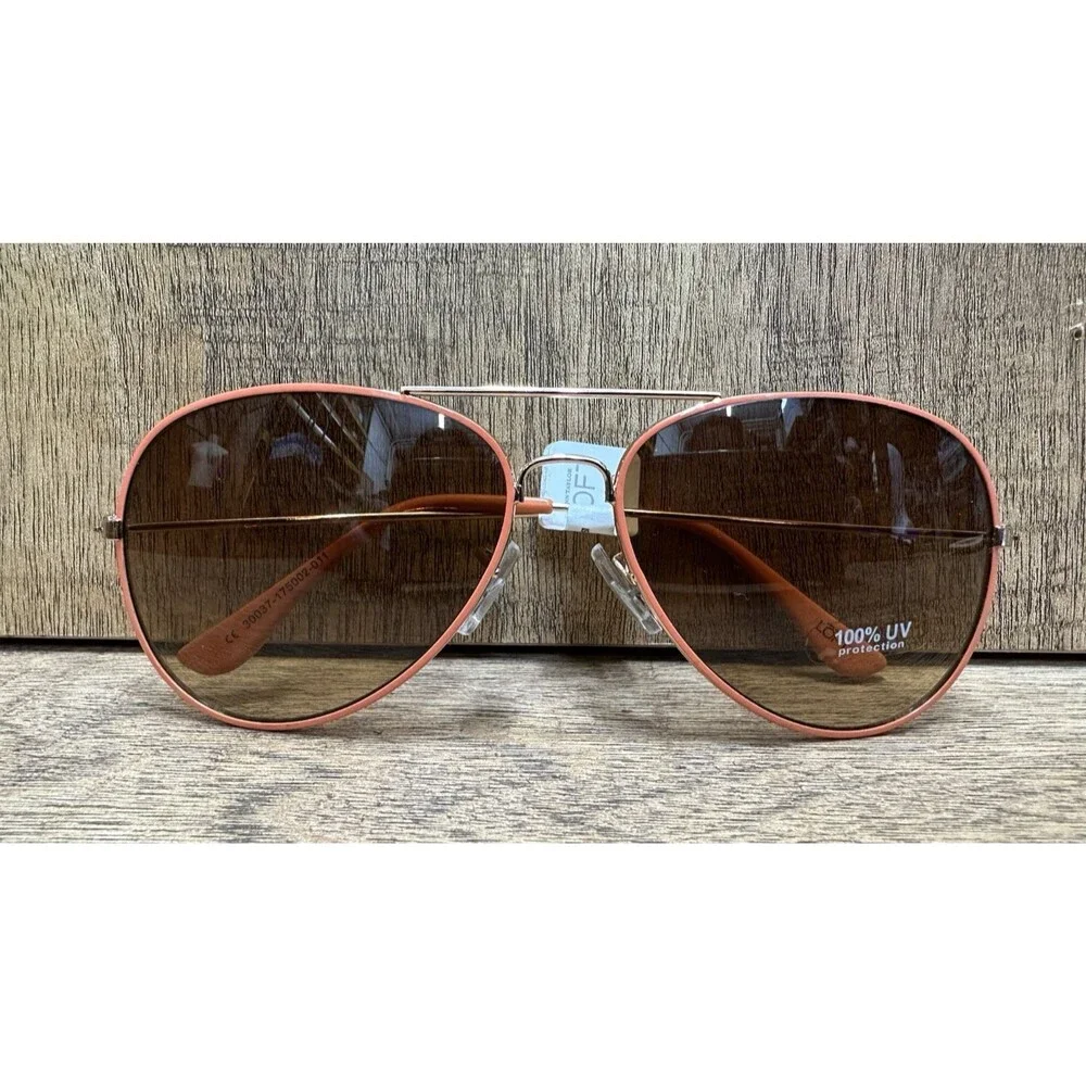 Ann Taylor Loft Vintage 90s retro women aviator coral frame sunglasses new